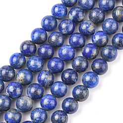 Royal Blue Natural Lapis Lazuli Beads Strands, Round, Royal Blue, 8mm, Hole: 1mm, about 46pcs/strand, 15.7 inch