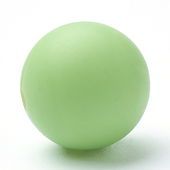 Lawn Green Food Grade Eco-Friendly Silicone Beads, DIY Necklaces Making, Round, Lawn Green, 14~15mm, Hole: 2mm