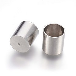 Stainless Steel Color 201 Stainless Steel Cord Ends, End Caps, Column, Stainless Steel Color, 10x9mm, Hole: 0.8mm, Inner Diameter: 8mm