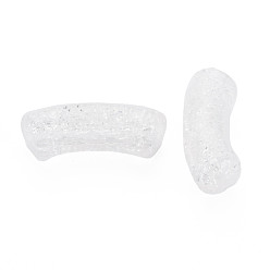 White Transparent Crackle Acrylic Beads, Curved Tube, White, 35x11.5x13.5mm, Hole: 3.5mm, about 148pcs/500g