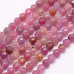 Ruby Natural Ruby/Red Corundum Beads Strands, Faceted, Round, 2mm, Hole: 0.5mm, about 210~220pcs/strand, 15.7 inch(40cm)