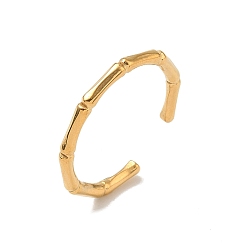 Золотой Ионное покрытие (ip) 304 открытая манжета из бамбука из нержавеющей стали для женщин, золотые, размер США 10 1/4 (19.9 мм)