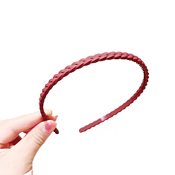 Pale Violet Red Resin Braided Thin Hair Bands, Plastic with Teeth Hair Accessories for Women, Pale Violet Red, 120mm