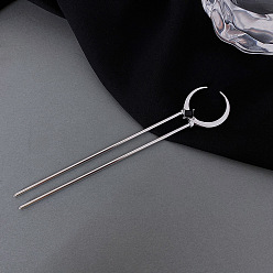Crescent-shaped hairpin Минималистичная U-образная заколка с современным дизайном луны - уникальный металлический аксессуар для волос на каждый день