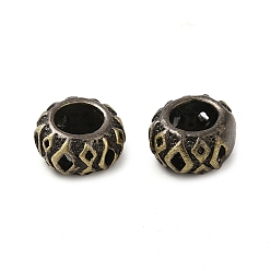 Antique Bronze Tibetan Style Rack Plating Brass European Bead, Long-Lasting Plated, Large Hole Beads, Rondelle, Antique Bronze, 9x5mm, Hole: 5.5mm