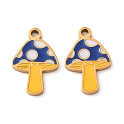 Синий 304 подвески из нержавеющей стали, с эмалью, ионное покрытие (ip), гриб, золотые, синие, 14.8x9.8x1.5 мм