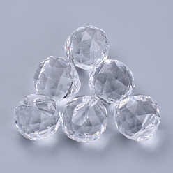 Clear Transparent Acrylic Pendants, Faceted, Round, Clear, 40.5x36mm, Hole: 1.9mm, about 18pcs/500g