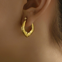  Серьги-кольца из нержавеющей стали с ромбовидной формой, покрытые настоящим 18k золотом, для женщин