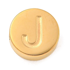 Letter J Ионное покрытие (ip) 304 шарики из нержавеющей стали, плоские круглые с буквы, золотые, буква J, 8x3 мм, отверстие : 1.6 мм