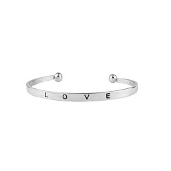 silver Minimalist LOVE C-shaped Rose Gold Bangle Bracelet for Women
