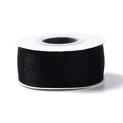 Black 10 Yards Polyester Chiffon Ribbon, for DIY Jewelry Making, Black, 1- inch(25.5mm)