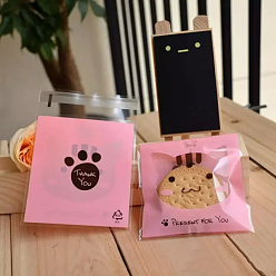 Cat Shape Animal Pattern Cookie Bags, Plastic Bags, Self Adhesive Candy Bags, for Party Gift Supplies, Cat Pattern, 13x10cm, 100pcs/set