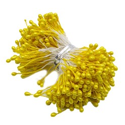 Yellow Eco-Friendly Matte Gypsum Flower Core, Double Heads Flower Stamen Pistil, for Artificial Flower Making, Scrapbook, Home Decoration, Yellow, 3mm, 288pcs/bag