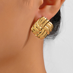 Квадрат Гламурные 201 нержавеющая сталь 201 серьги-гвоздики из нержавеющей стали, золотые, квадратный, 25x25 мм