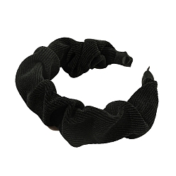 Black Velvet Pleated Hair Bands for Girls Women, Black, 150x130x30mm