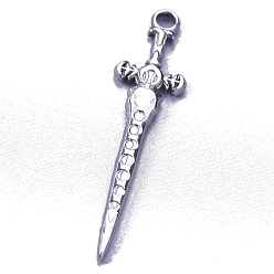 Нержавеющая Сталь Цвет 304 подвески из нержавеющей стали, очарование меча, цвет нержавеющей стали, 40x10x2.8 мм, отверстие : 2.3 мм