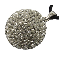 001_Кристалл Австрийский хрусталь прелести, стерлингового серебра с застежками, круглые, кристалл, 18 мм, отверстие : 3.5 мм
