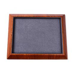 Gray Rectangle Wood Pesentation Jewelry Bracelets Display Tray, Covered with Microfiber, Coin Stone Organizer, Gray, 25x20x2.1cm