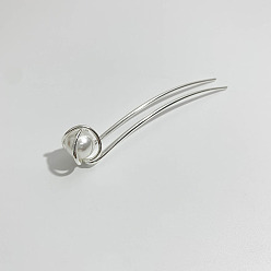 silver Simple Modern Hairpin with Metal Pearl U-shaped Hairpin - Lazy and Cool Hair Accessories for Women.