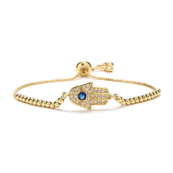 CB0086YH Gold Регулируемый браслет с геометрическим рисунком «сглаз» с медным покрытием и микроинкрустацией камнями циркона для женских украшений