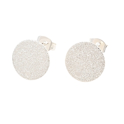 Серебро 304 Выводы серьги из нержавеющей стали шпилька, со спинкой серьги и петлей, , плоско-круглые, серебряные, 12x1 мм, отверстие : 1.4 мм, штифты : 0.8 мм