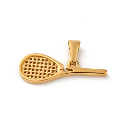 Золотой Вакуумное покрытие 304 подвеска из нержавеющей стали, теннисная ракетка, золотые, 29x10 мм