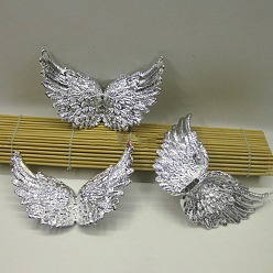 Silver Plastic Angel Wings Ornament, Craft Wings, for DIY Christmas Gift, Cake Decoration, Silver, 80x50mm