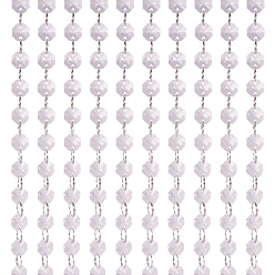 Clear Acrylic Beaded Chains, Unwelded, with Platinum plated Iron Findings, Faceted Octagon, Clear, 14x14x6mm, about 44pcs/strand about about 39.37 inch(1m)/strand