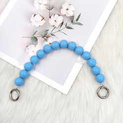Deep Sky Blue Plastic Phone Case Chain Beaded Strap, Short Handbag Chain Strap, with Spring Rings, for DIY Phone Case and Bag Accessories, Deep Sky Blue, 30x1.8cm