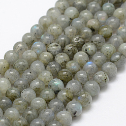 Labradorite Natural Labradorite Beads Strands, Round, 6mm, Hole: 1mm, about 66pcs/strand, 15.3 inch(39cm)