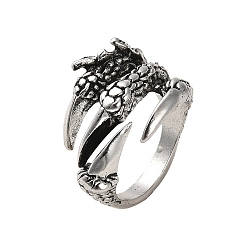Antique Silver Tibetan Style Alloy Rings, Claw For Men, Antique Silver, US Size 8 3/4(18.7mm)