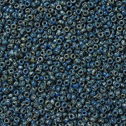 (RR4516) Opaque Dark Teal Picasso MIYUKI Round Rocailles Beads, Japanese Seed Beads, 11/0, (RR4516) Opaque Dark Teal Picasso, 11/0, 2x1.3mm, Hole: 0.8mm, about 5500pcs/50g