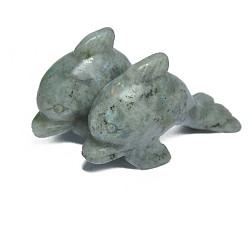 Labradorite Natural Labradorite Sculpture Display Decorations, for Home Office Desk, Dolphin, 38~41x17.5x26mm