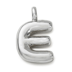 Letter E Латунные подвески, долговечный, стойки покрытие, без кадмия и без свинца, платина, Письмо E, 15.5x9.5x4.5 мм, отверстие : 2.5 мм