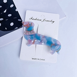 Deep Sky Blue Cute Dog Cellulose Acetate(Resin) Alligator Hair Clips, with Alloy Clips and Rhinestone, for Women Girls, Deep Sky Blue, 45x85mm
