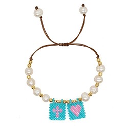 ZZ-B230001M Bohemian Style Single Color Beaded Love Cross Freshwater Pearl Bracelet for Women