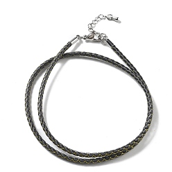 Черный Изготовление плетеных ожерелий из полиэфирного шнура, с латунной фурнитурой , нержавеющая сталь застежками, долговечный, платина, чёрные, 18-3/4 дюйм (47.5 см)