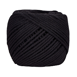 Black Macrame Cotton Cord, Twisted Cotton Rope, for Wall Hanging, Crafts, Gift Wrapping, Black, 4mm, about 109.36 yards(100m)/roll