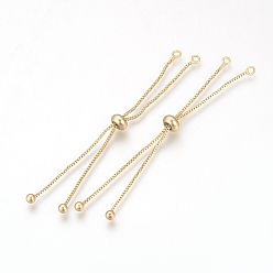Golden Brass Box Chain Slider Bracelet Making, Golden, 3.54 inch(90mm), 1mm, Hole: 2mm