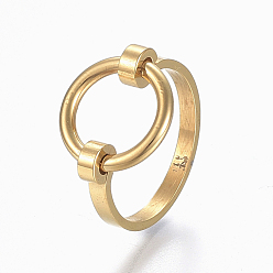 Golden 304 Stainless Steel Finger Rings, Size 6~9, Golden, 16~19mm