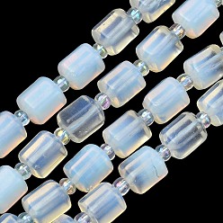 Опал Opalite бисер пряди, граненые, шестиугольник, 9.5~10.5x8~8.5x9~9.5 мм, отверстие : 1~1.2 мм, около 30 шт / нитка, 15.16''~15.94'' (38.5~40.5 см)