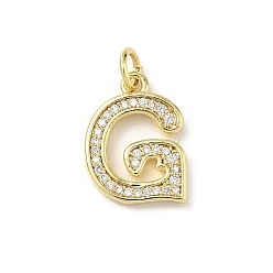 Letter G Латунные микро проложить кубического циркония подвески, без кадмия и без свинца, долговечный, реальный 18 k позолоченный, с целью перехода в кольце, Буква G, 15.5x11x2 мм, Перейти кольцо: 5x1 мм, 3 мм внутренним диаметром