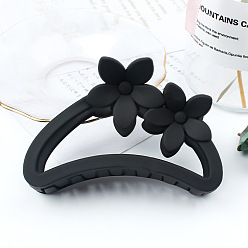 TCB-951 Black Amber Color Hollow Hair Clip with Matte Half Round Arc Flower.