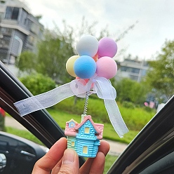 House Cute Foam Spring Balloon Ornament, Resin Base for Car Interior Decorations, House, 43x130mm