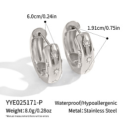 Нержавеющая Сталь Цвет 304 серьги-кольца со звездами из нержавеющей стали, цвет нержавеющей стали, 60x19.1 мм