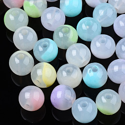 Mixed Color Spray Painted Acrylic Beads, Imitation Jelly, Round, Mixed Color, 9.5x9mm, Hole: 2mm, about 940pcs/500g