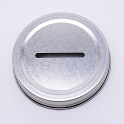 Silver Tinplate Coin Slot Bank Lids, Mason Jar Lid, Silver, 7.2x1.4cm