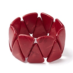 (123L) Белый крем непрозрачный блеск Эластичные браслеты из окрашенной синтетической бирюзы с треугольными бусинами, плитка браслет, огнеупорный кирпич, внутренний диаметр: 2-1/2 дюйм (6.35 см)