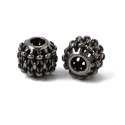 Antique Silver 316 Surgical Stainless Steel European Beads, Large Hole Beads, Round, Antique Silver, 10x9mm, Hole: 4mm