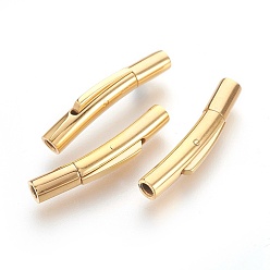 Golden Smooth 304 Stainless Steel Bayonet Clasps, Tube, Golden, 25.5x4mm, Hole: 2mm